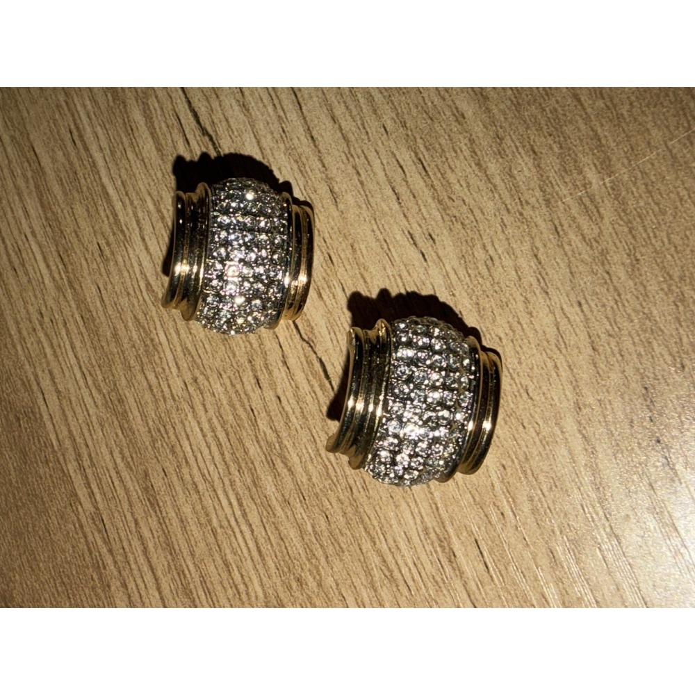 Off Park Collection Art Deco Earrings Clip On OPC  Two Tone